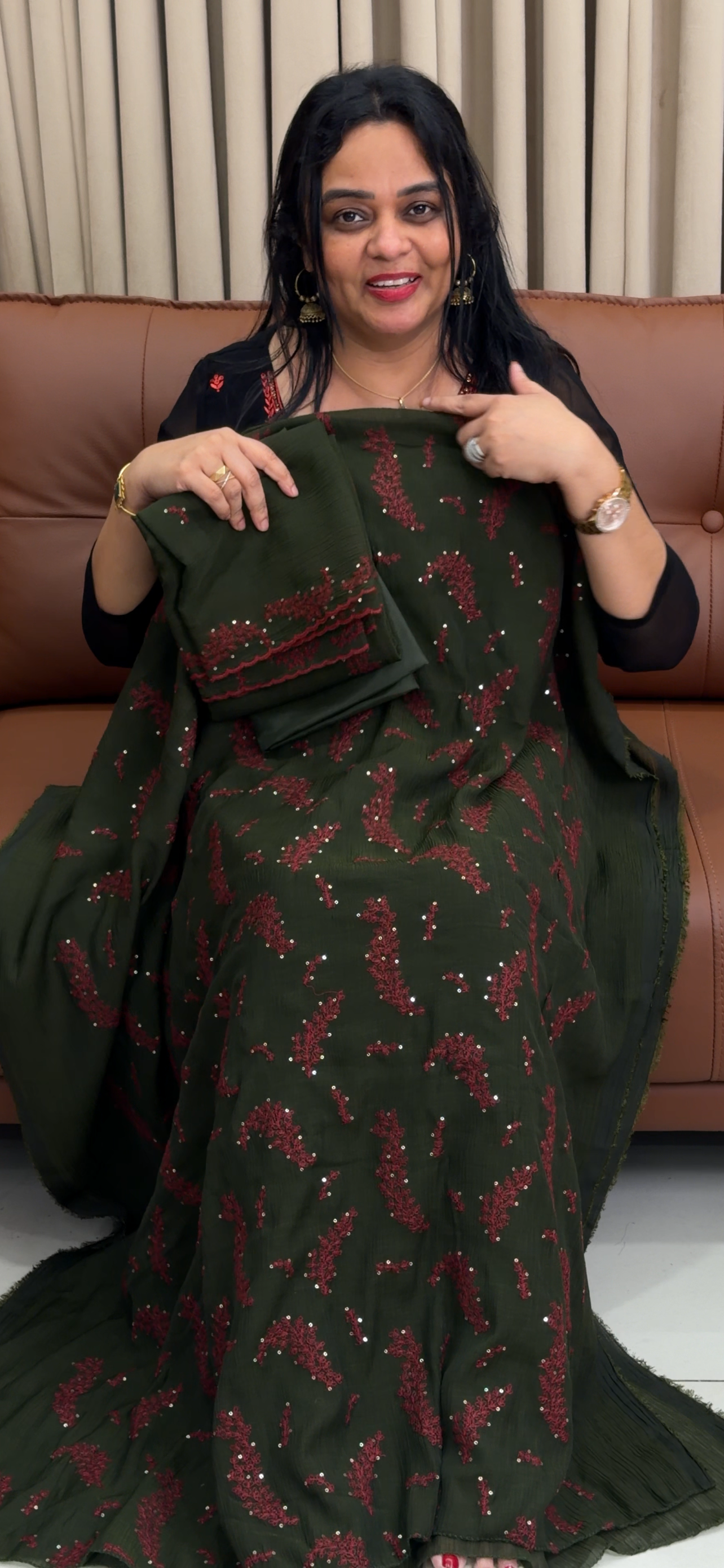 MUL CRUSHED UNSTITCHED SALWAR SUIST - IHA 34573
