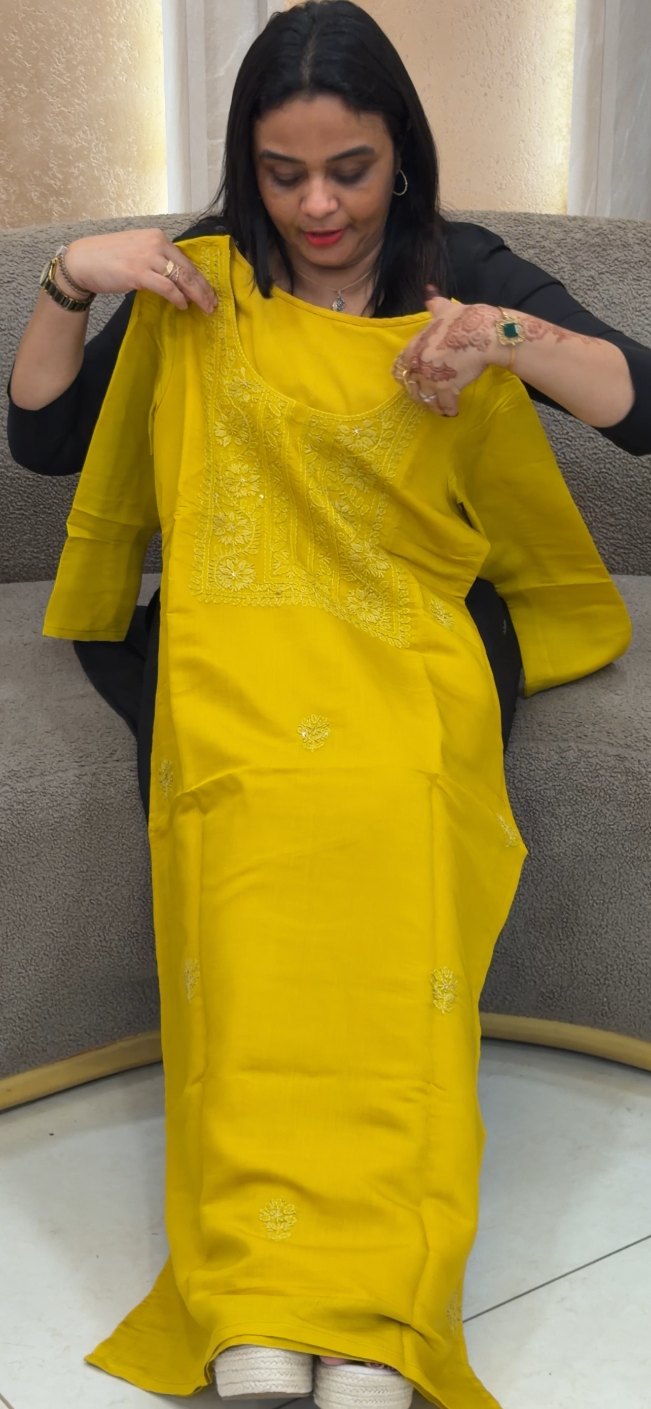 IHA'S IN HOUSE CHIKANKARI SLITTED TOPS - IHA 33808