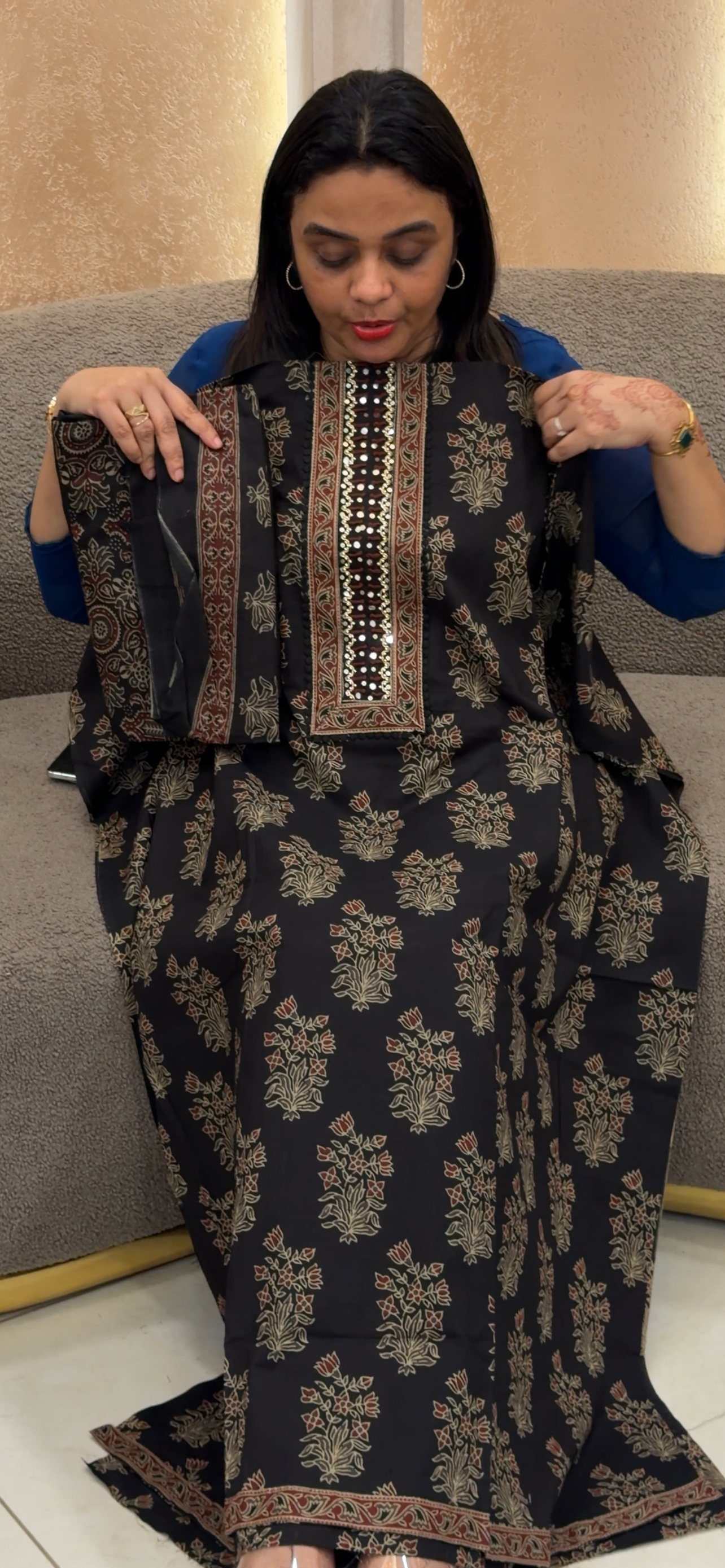 AJRAKH PRINTED UNSTITCHED SALWAR SUITS - IHA 33092