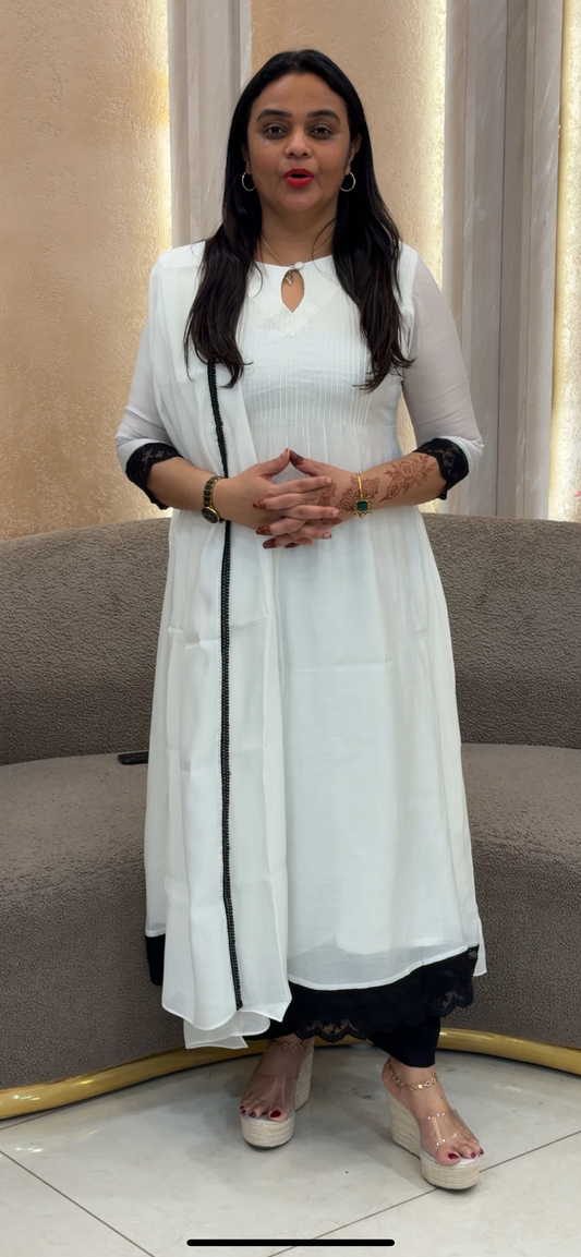 IHA'S IN-HOUSE MUL CHANDERI ALIEN TOP AND DUPATTA -  IHA 33023