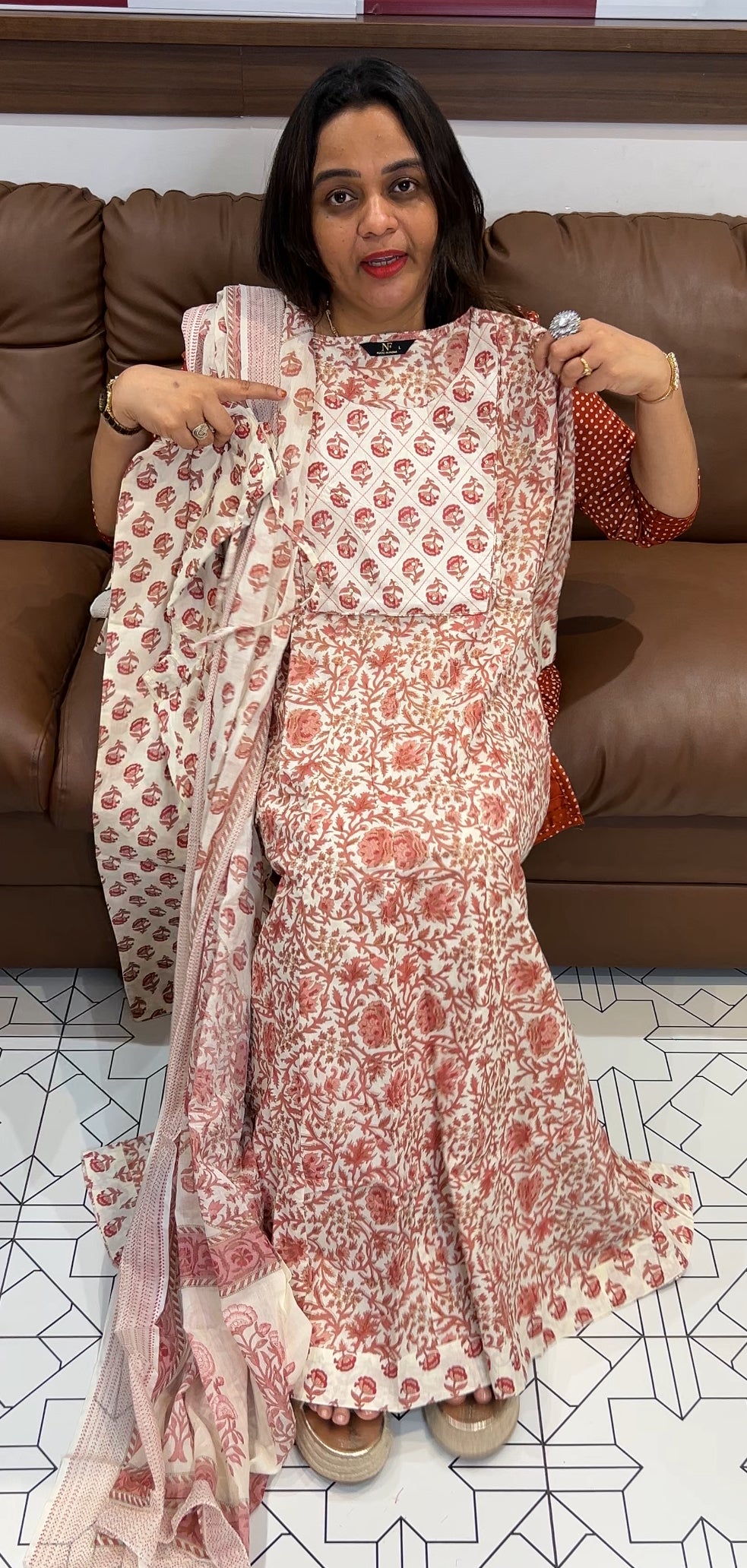 COTTON ANARKALI TOP BOTTOM AND DUPATTA - IHA 22841