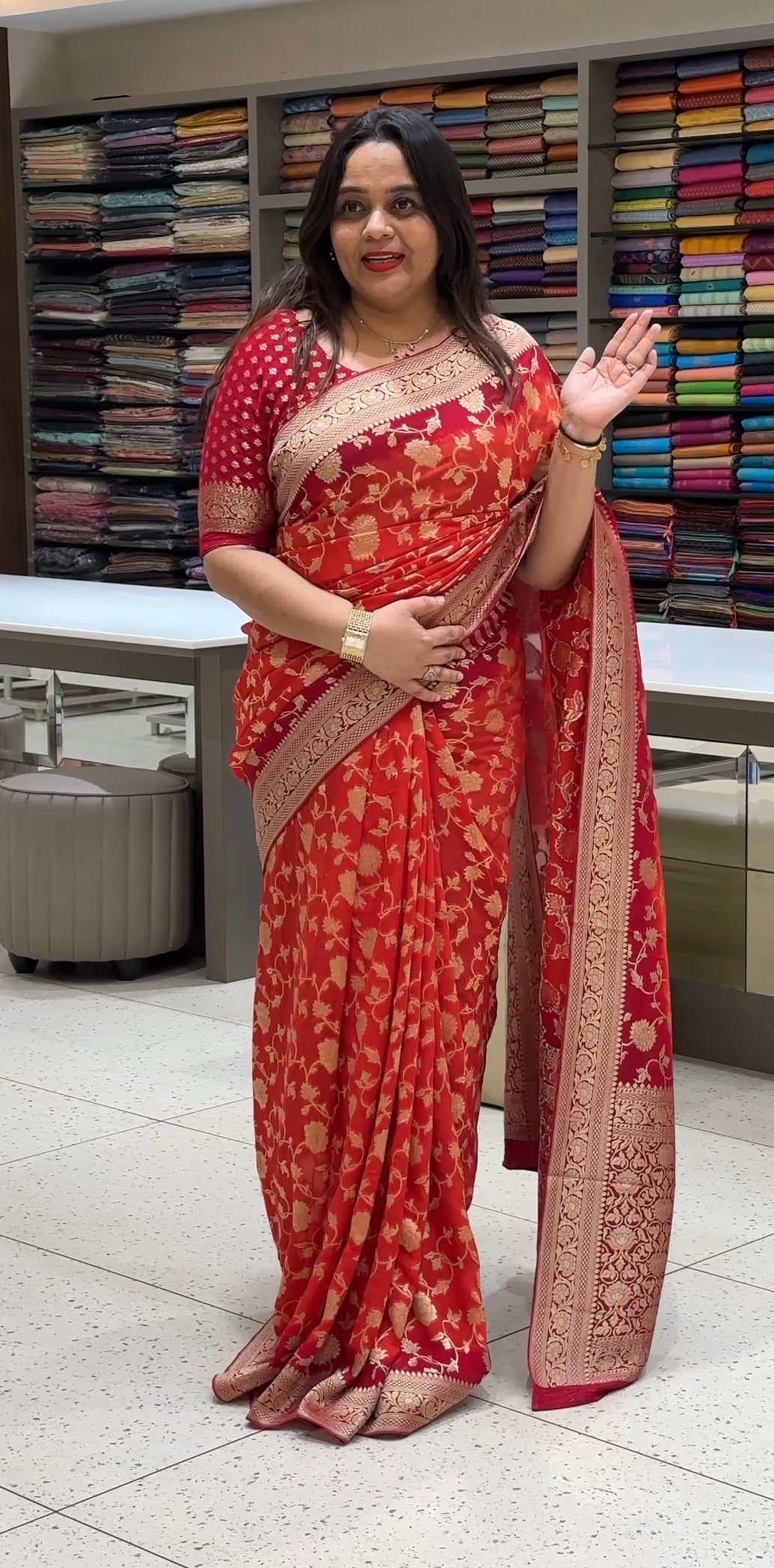 GEORGETTE BANARASI SAREES - IHA 18808