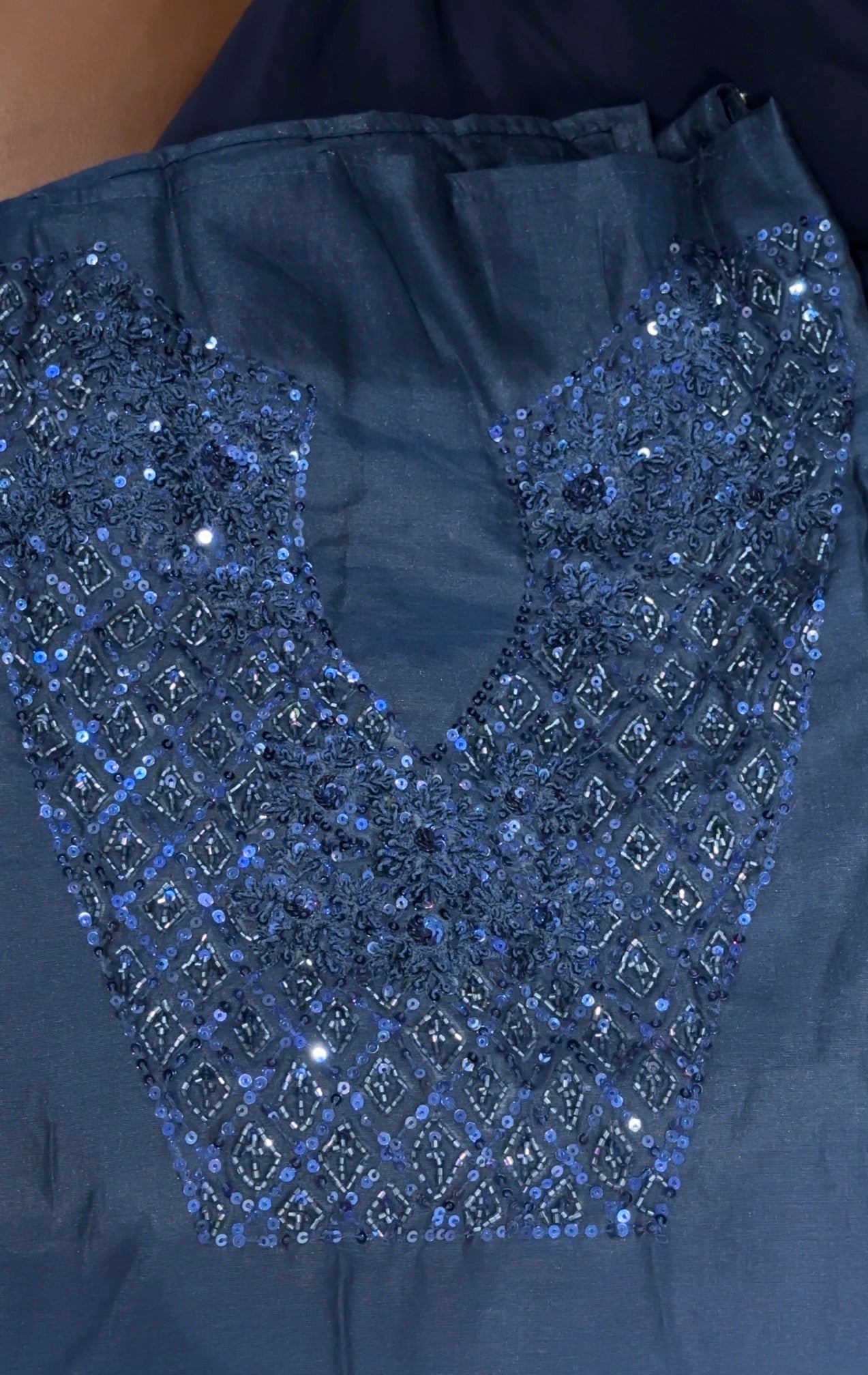 HAND WORKED CHANDERI  UNSTITCHED SALWAR SUITS - IHA 31199