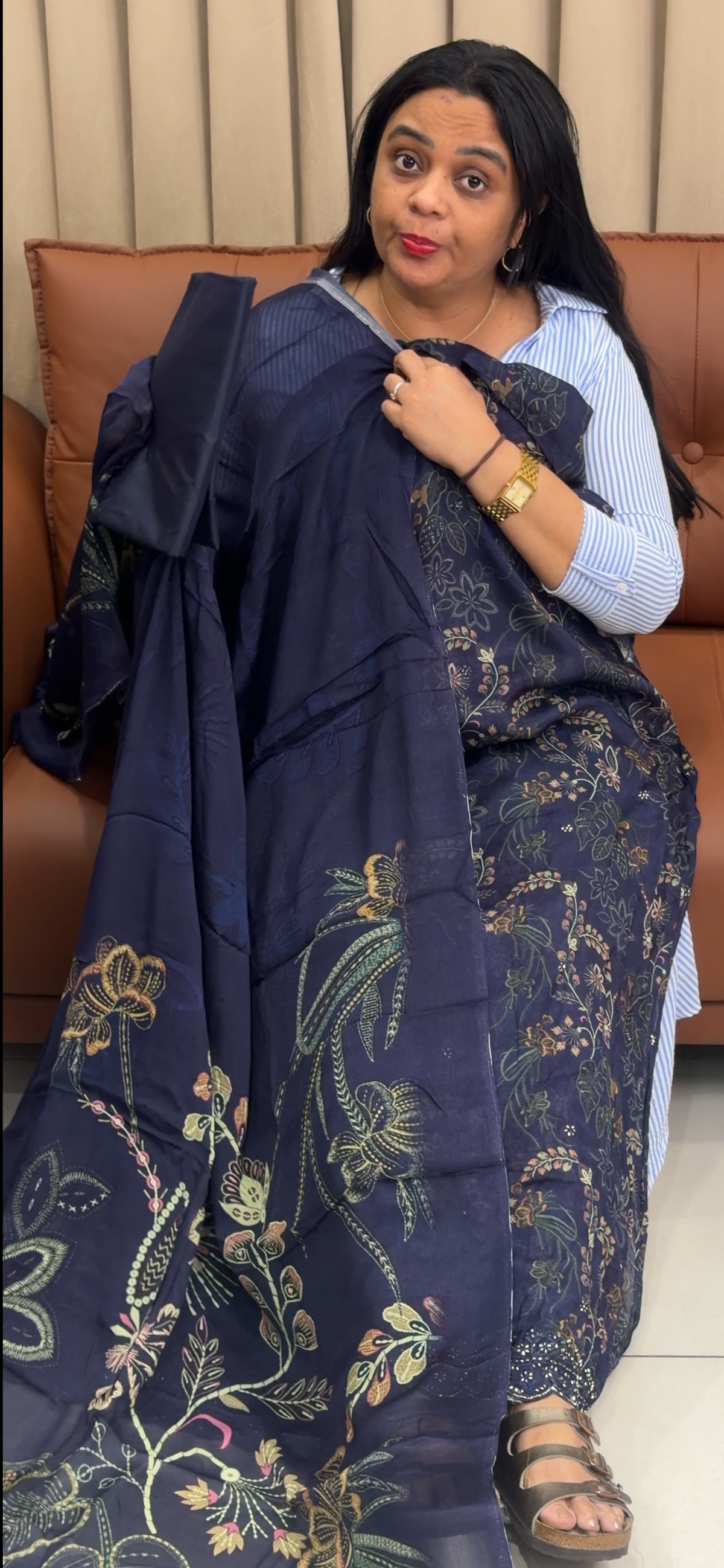 PRINTED CRAPE UNSTITCHED SALWAR SUITS - IHA 35933