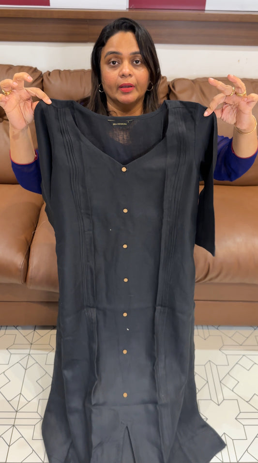 COTTON LINEN LONG A-LINE TOPS -  IHA 27936