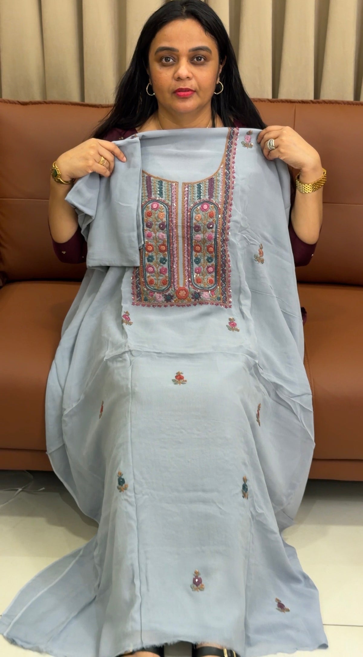 HANDWORKED UNSTITCHED SALWAR SUITS - IHA 35318