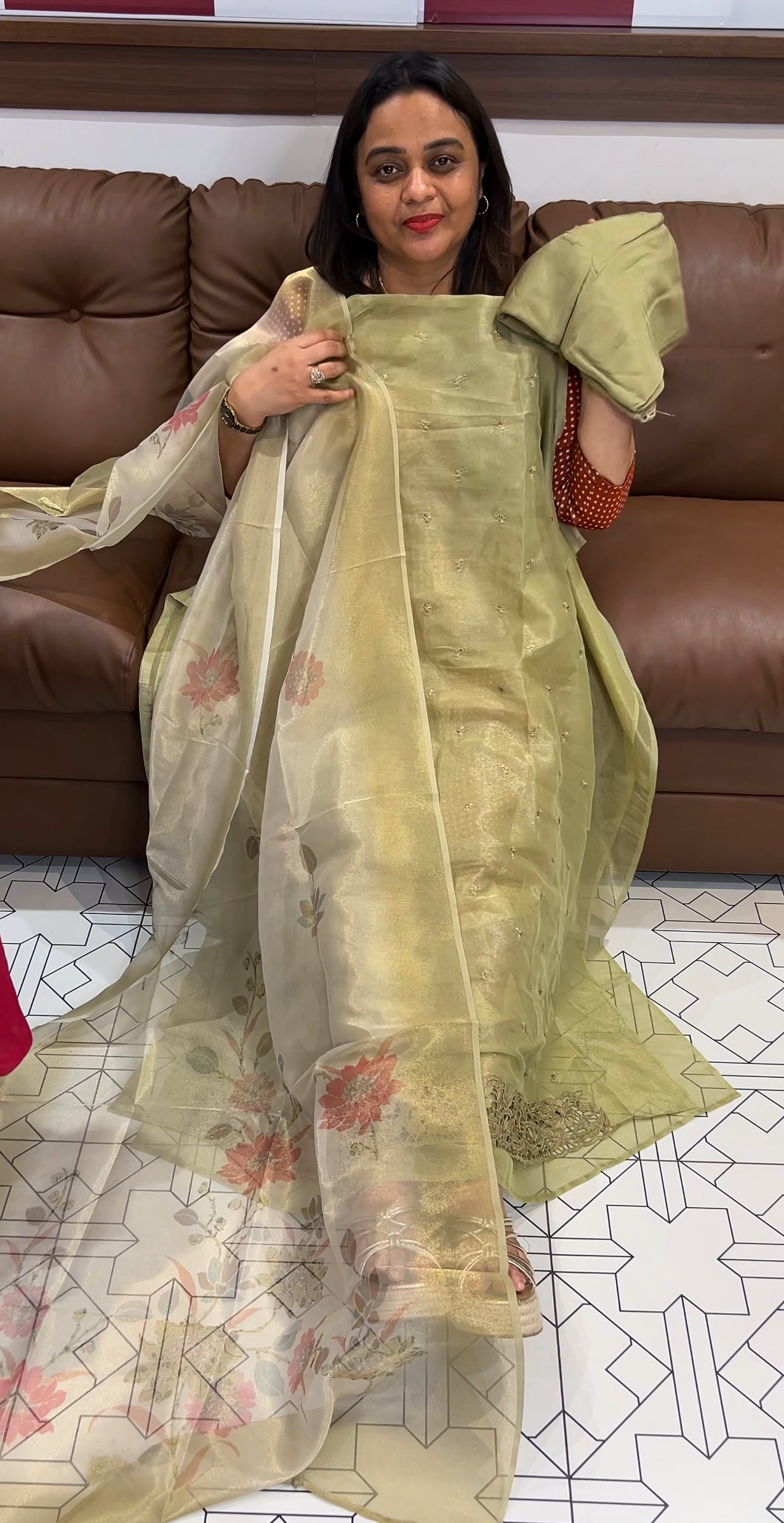 TISSUE UNSTITCHED SALWAR SUITS - IHA 22822