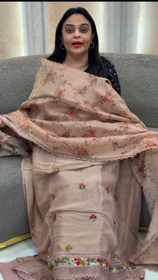 MUL TISSUE UNSTITCHED SALWAR SUITS - IHA 33381