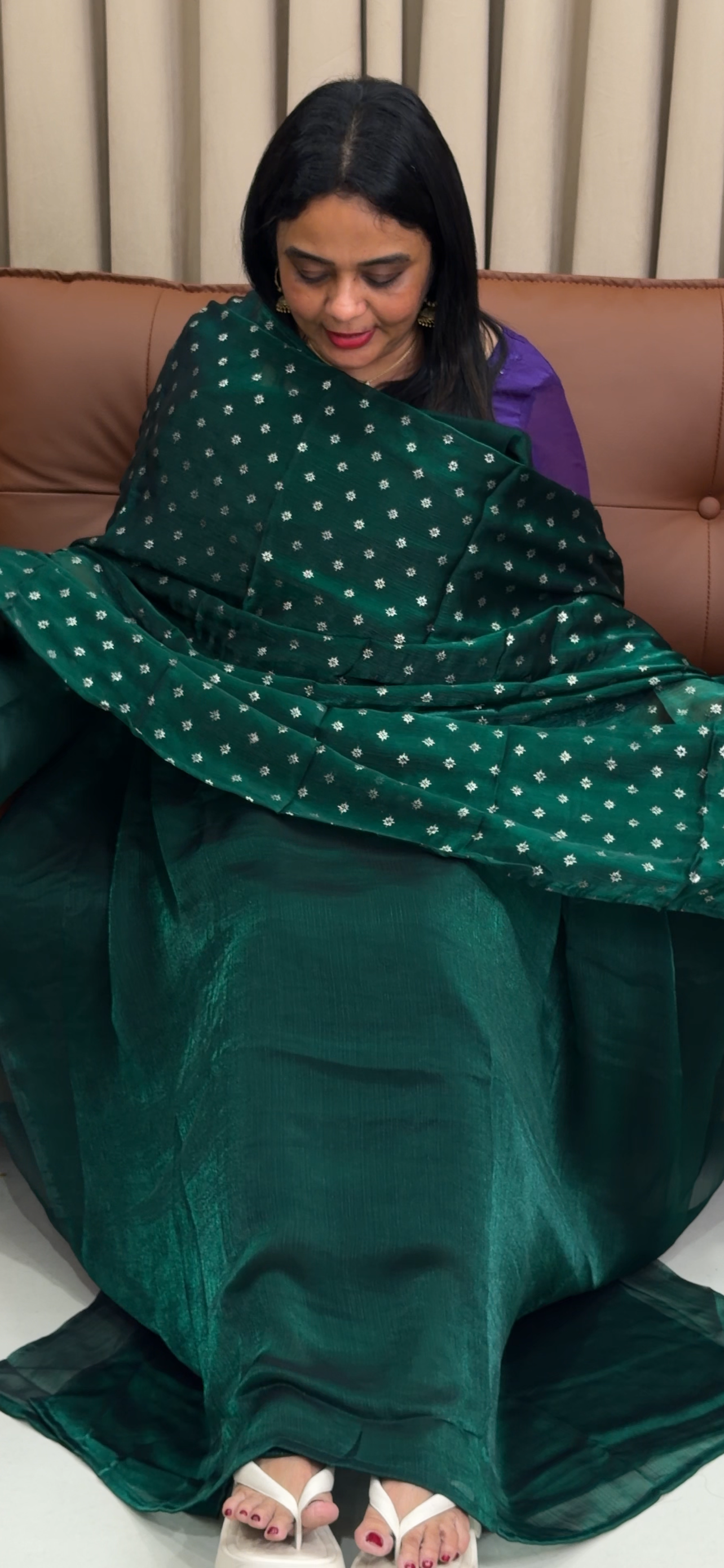 CRUSHED FENDI UNSTITCHED SALWAR SUITS - IHA 33857