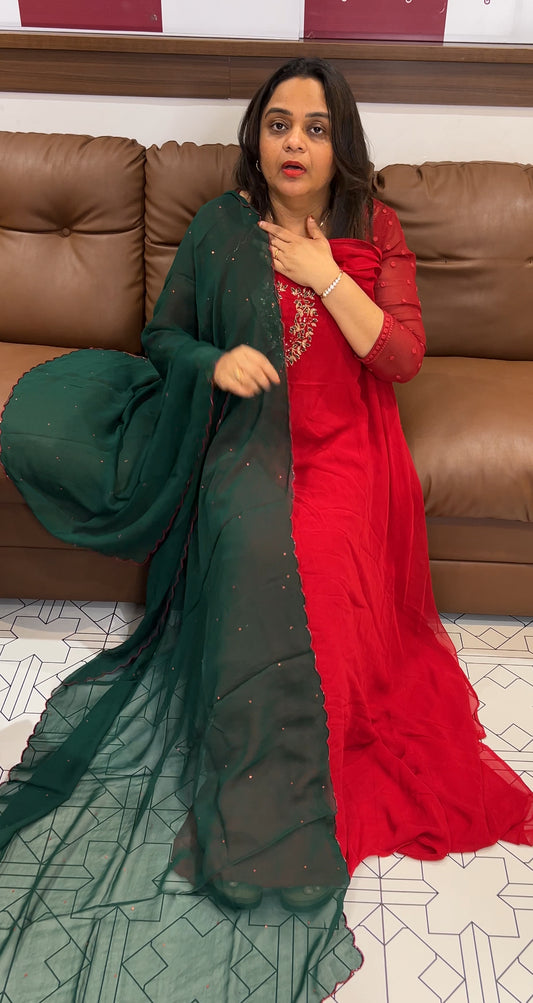 PLATINUM CHIFFON UNSTITCHED SALWAR SUITS - IHA 22775