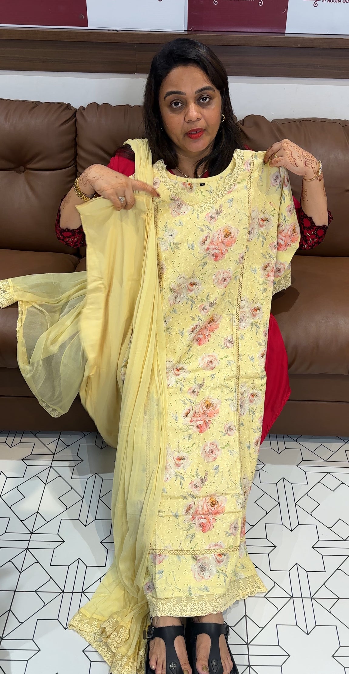 COTTON HAKOBA TOP,BOTTOM AND DUPATTA - IHA 23838