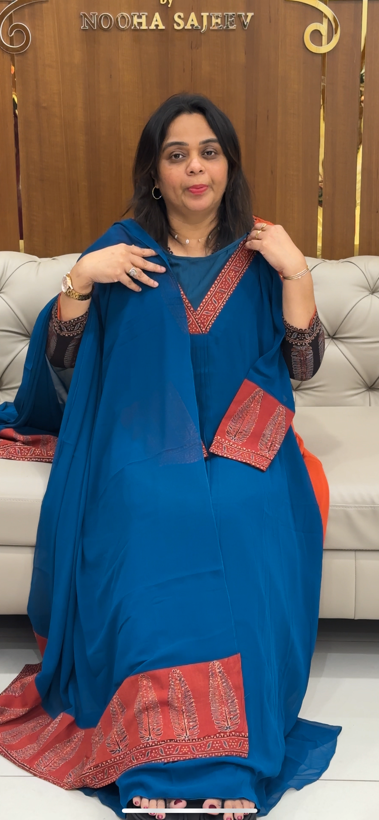 IHA'S IN-HOUSE GEORGETTE SLITTED TOPS AND DUPATTA  - IHA 28665