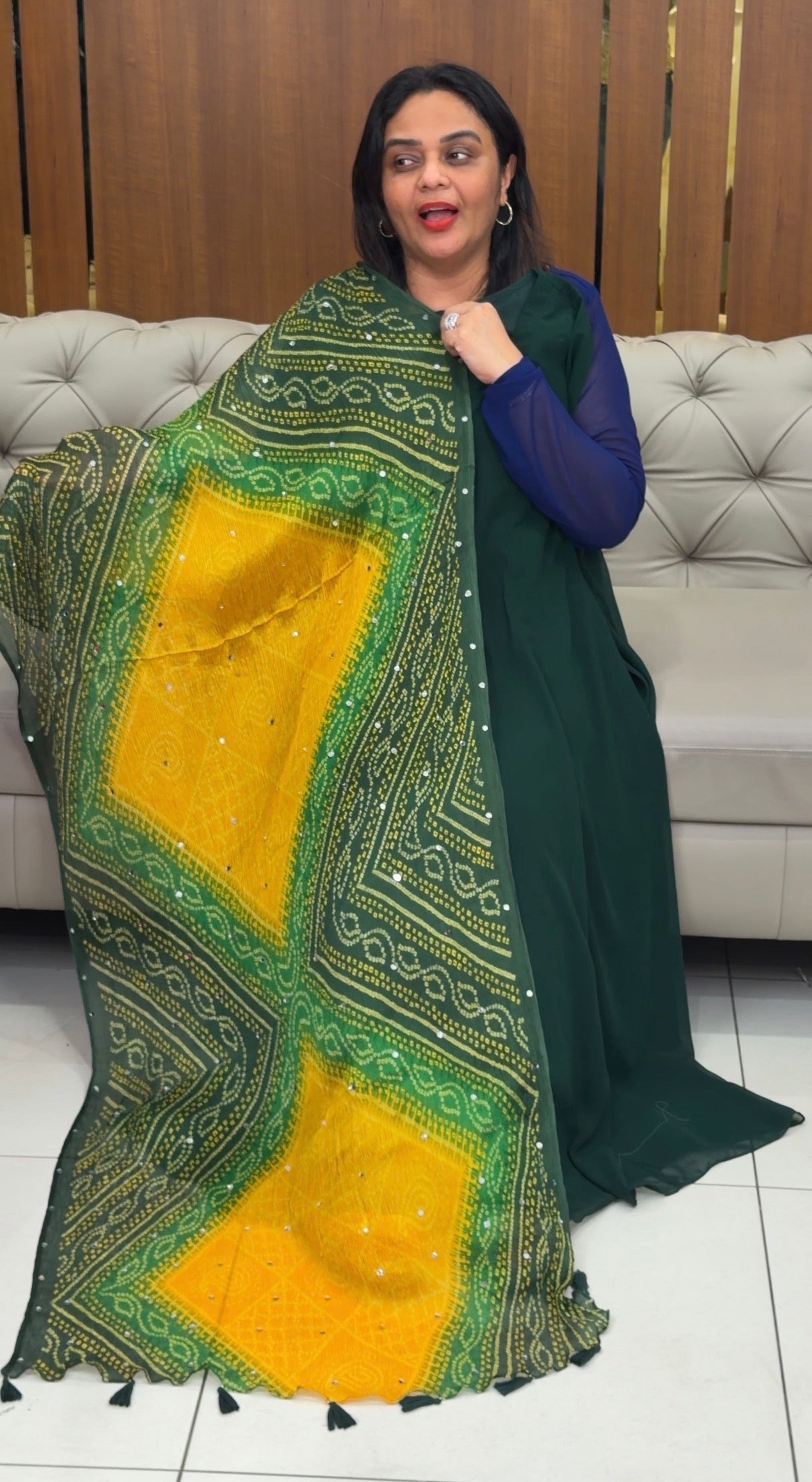 IHA'S IN-HOUSE GEORGETTE ALINE TOP AND DUPATTA - IHA 32308