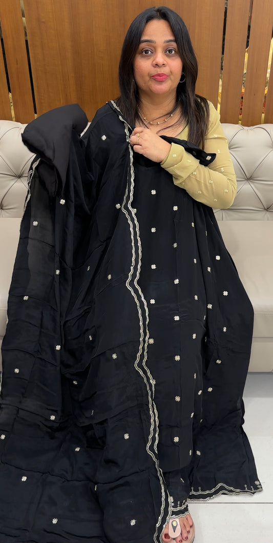 CRAPE SILK UNSTITCHED SALWAR SUITS - IHA 27034