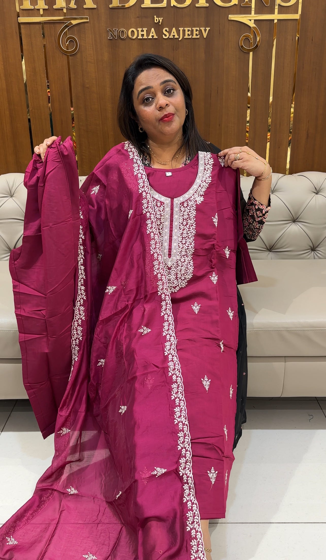 CHANDERI TOP, BOTTOM AND DUPATTA - IHA 25005