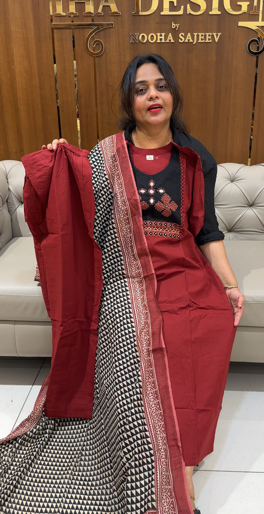 COTTON TOP,BOTTOM AND DUPATTA -  IHA 25062