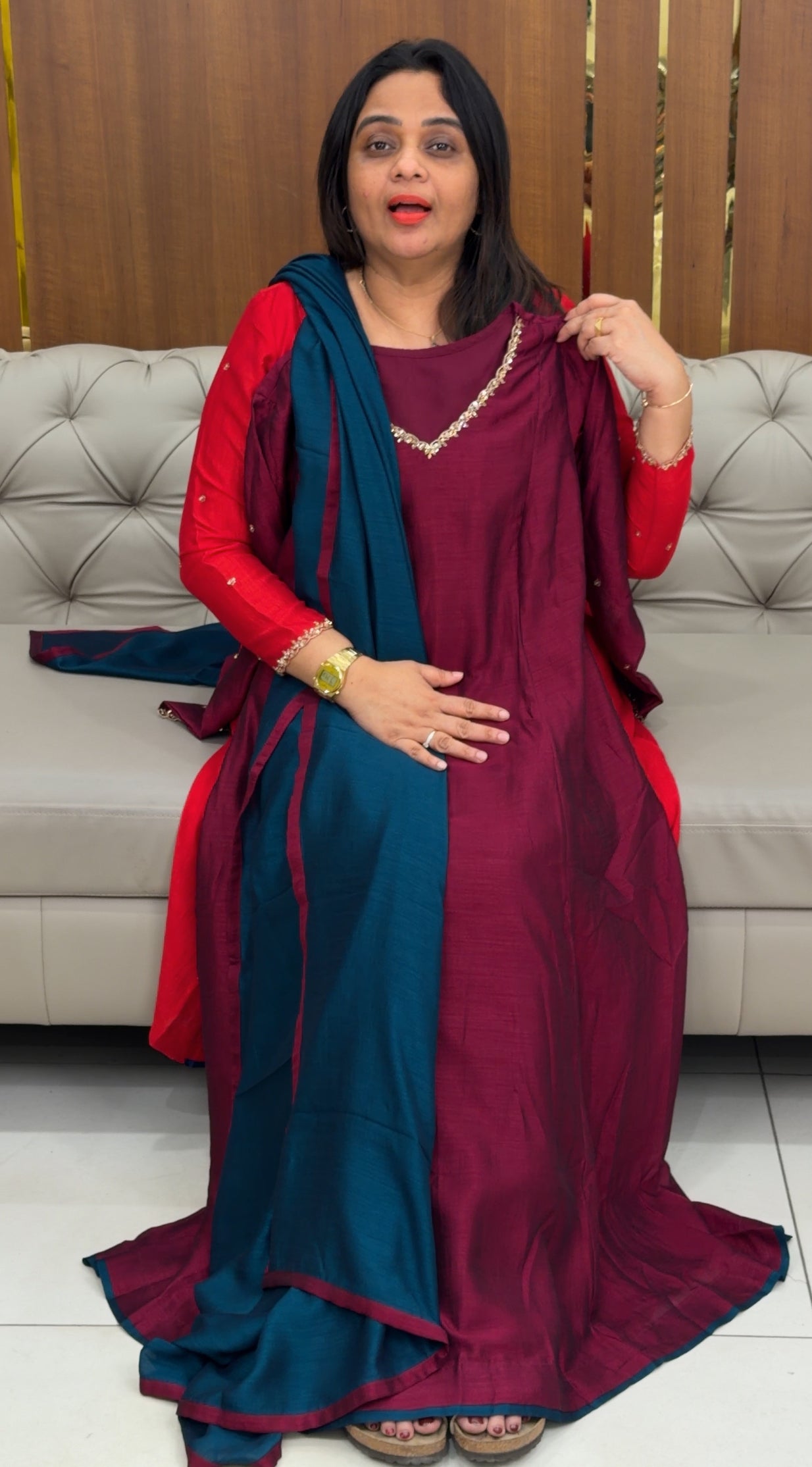 IHA'S IN-HOUSE SEMI RAW SILK ALINE TOP AND DUPATTA - IHA 29778