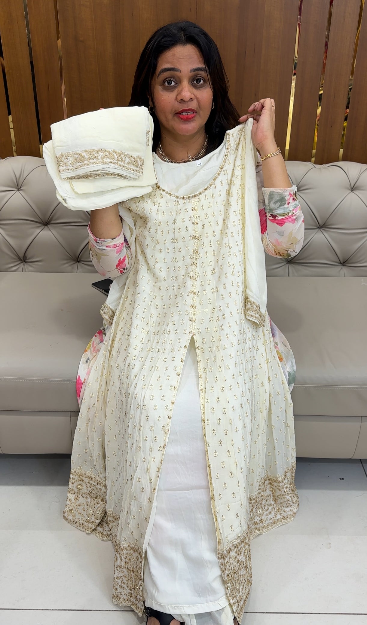 PARTY WEAR ANARKALI TOP , BOTTOM AND DUPATTA - IHA 26134
