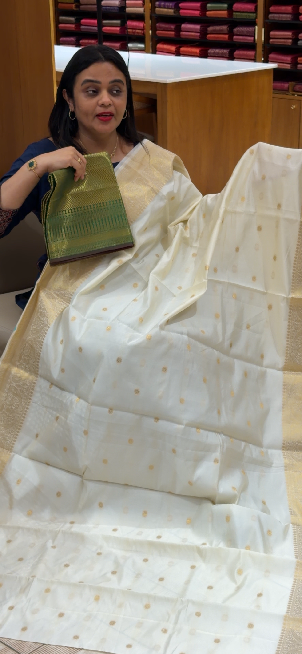 SEMI BROCADE SAREES - IHA 34382