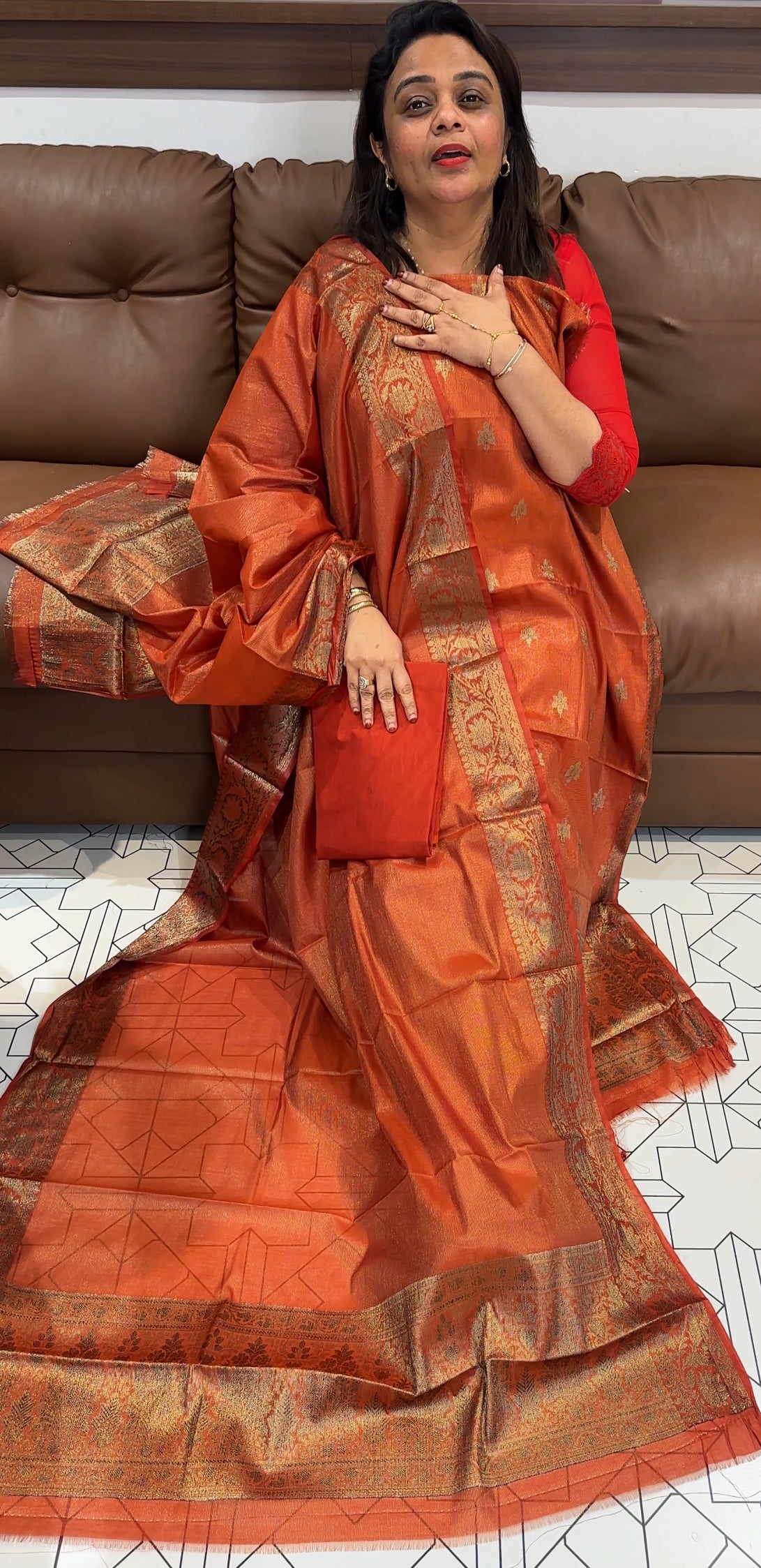 TISSUE BANARASI UNSTITCHED SALWAR SUITS - IHA 24915