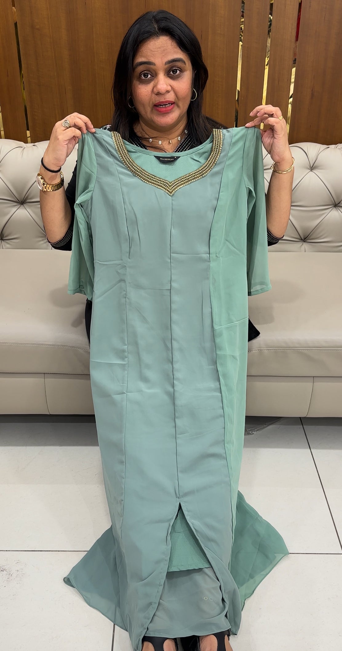 FAUX GEORGETTE A-LINE TOPS - IHA 28311