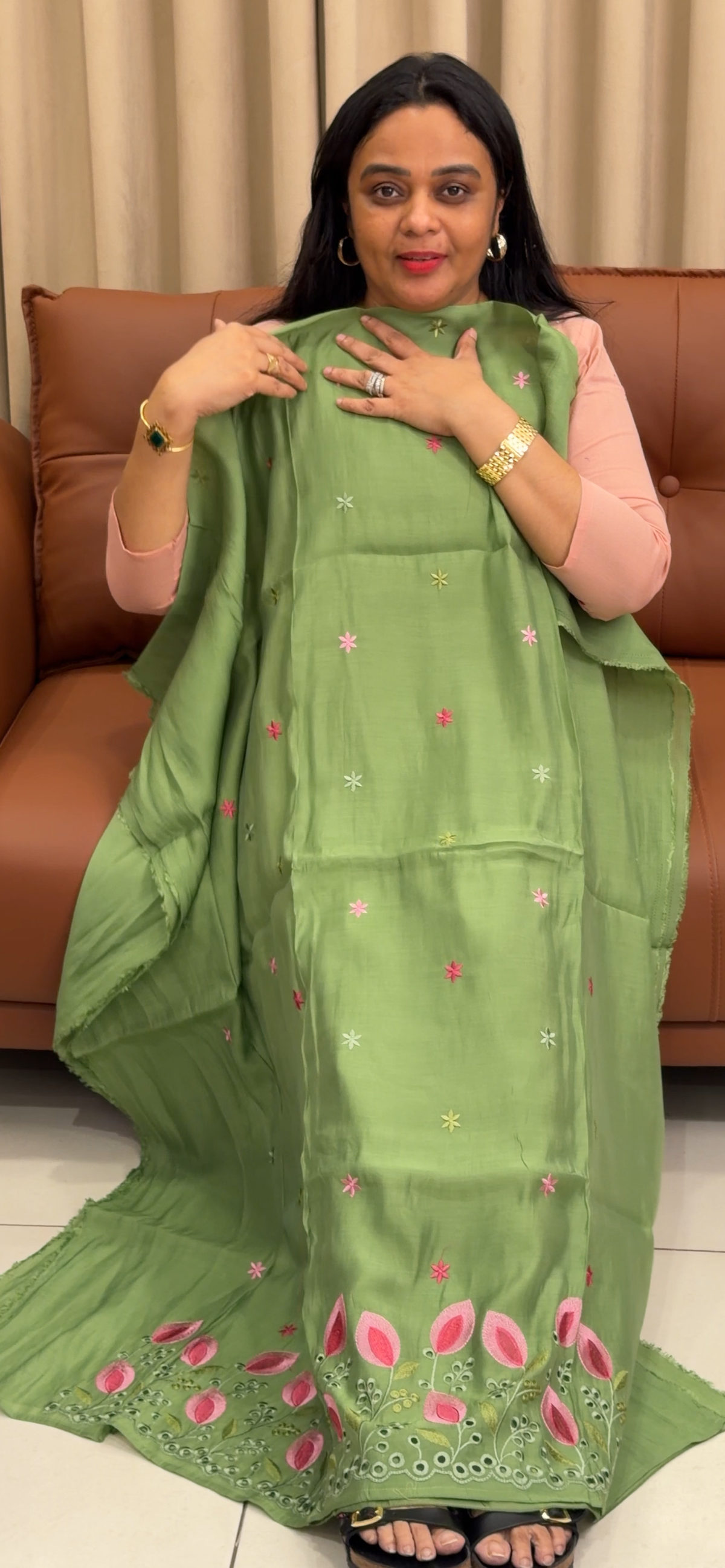 MUL CHANDERI UNSTITCHED SALWAR SUITS - IHA 35356