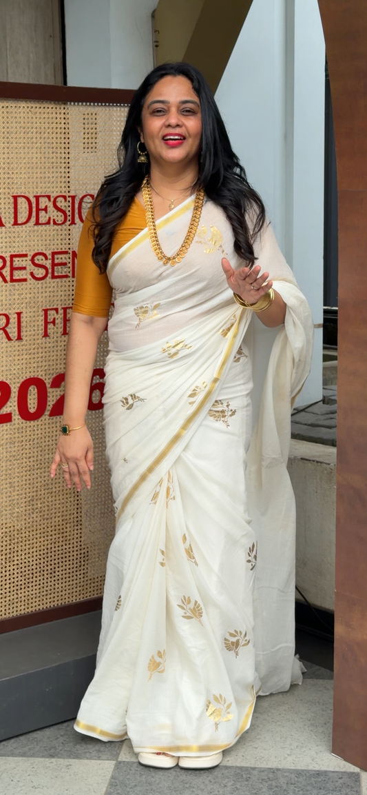 IHA'S IN-HOUSE MUL COTTON SAREES - IHA 34091