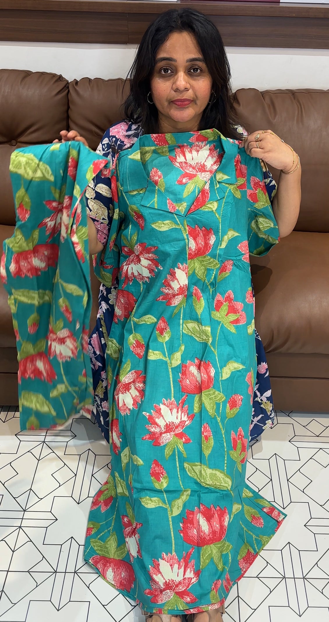 IHA'S IN-HOUSE PRINTED COTTON TOP AND BOTTOM -IHA 26540