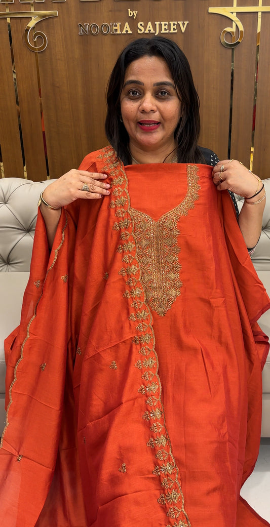 SEMI RAW SILK UNSTITCHED SALWAR SUITS - IHA 25970