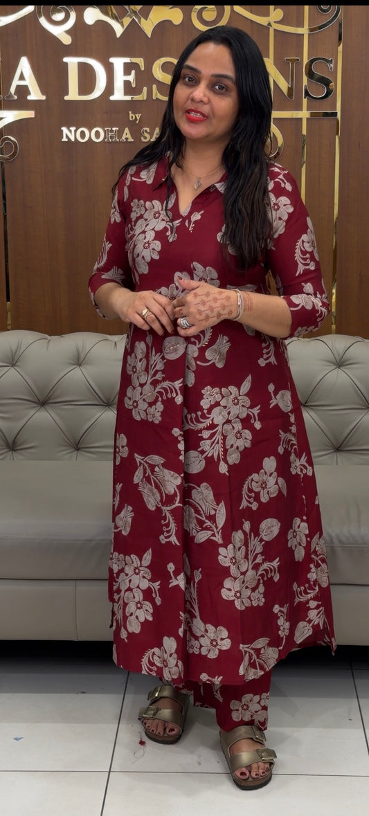 IHA'S IN-HOUSE SEMI MODAL PRINTED CO-ORD SETS - IHA 31866