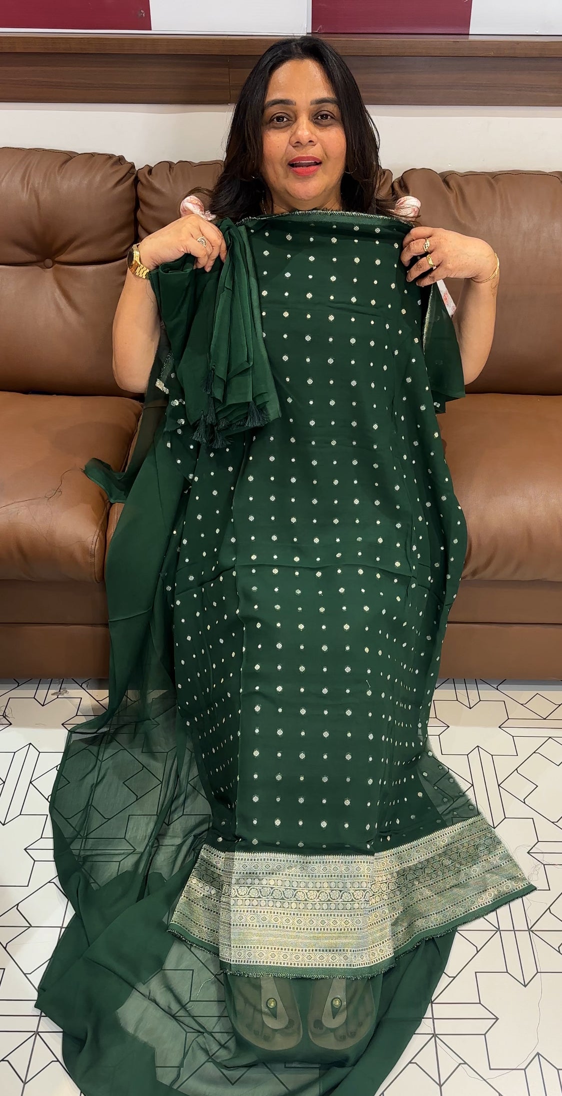 VISCOSE GEORGETTE BANARASI UNSTITCHED SALWAR SUITS - IHA 27715