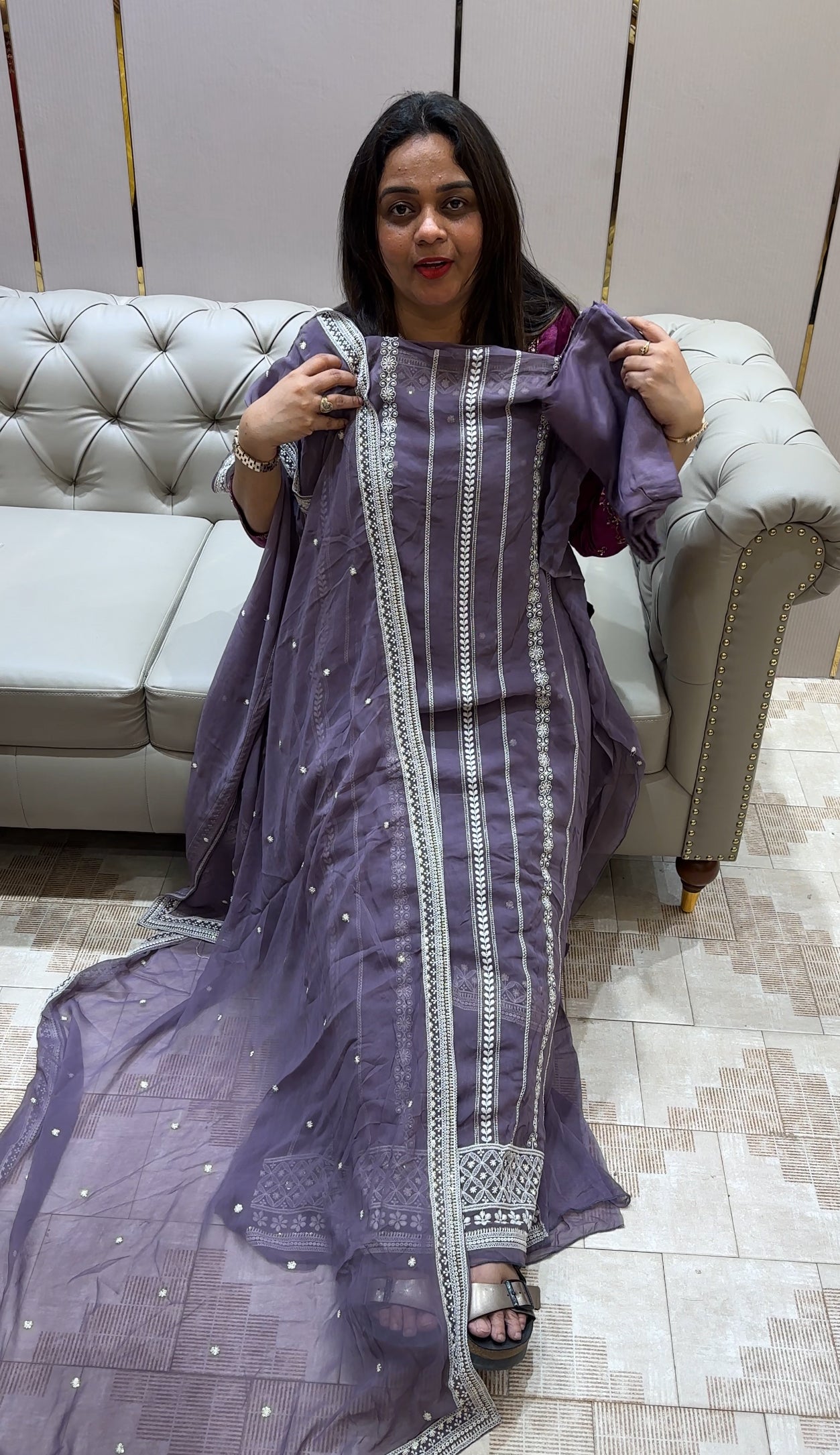 CHIKANKARI UNSTITCHED SALWAR SUITS - IHA 21398