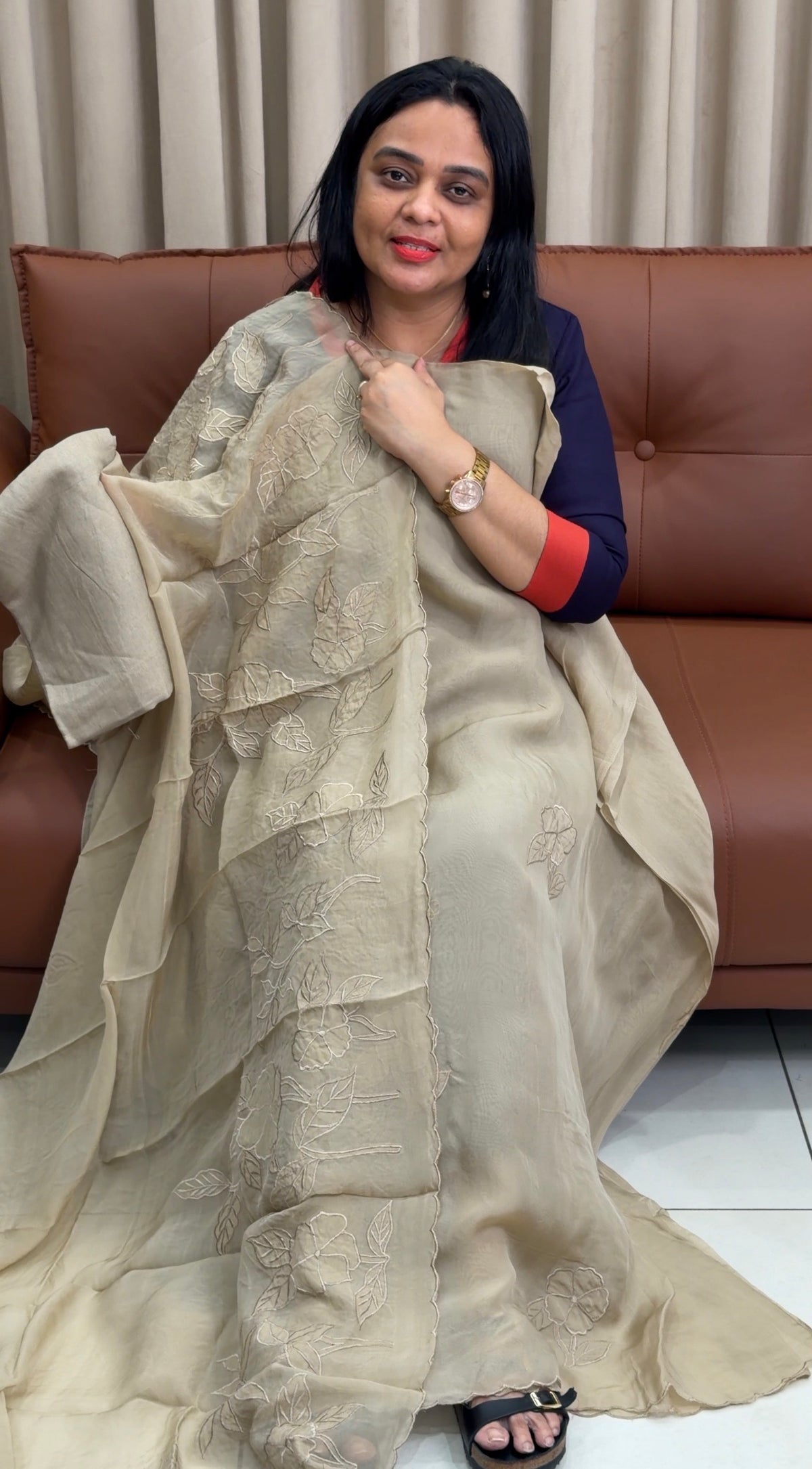 VISCOSE ORGANZA UNSTITCHED SALWAR SUITS - IHA 35405