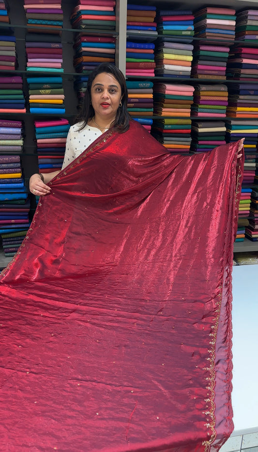 VELVET ORGANZA SAREES - IHA 25466