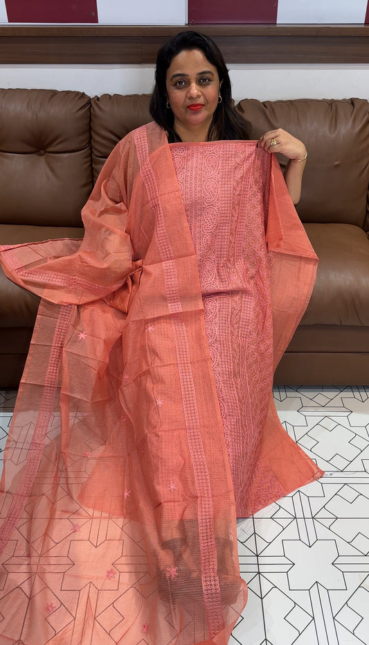 CHIKANKARI UNSTITCHED SALWAR SUITS - IHA 25574