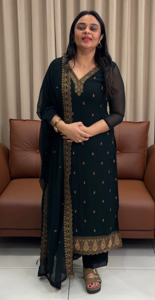SEMI PARTY WEAR UNSTITCHED SALWAR SUITS - IHA 33737
