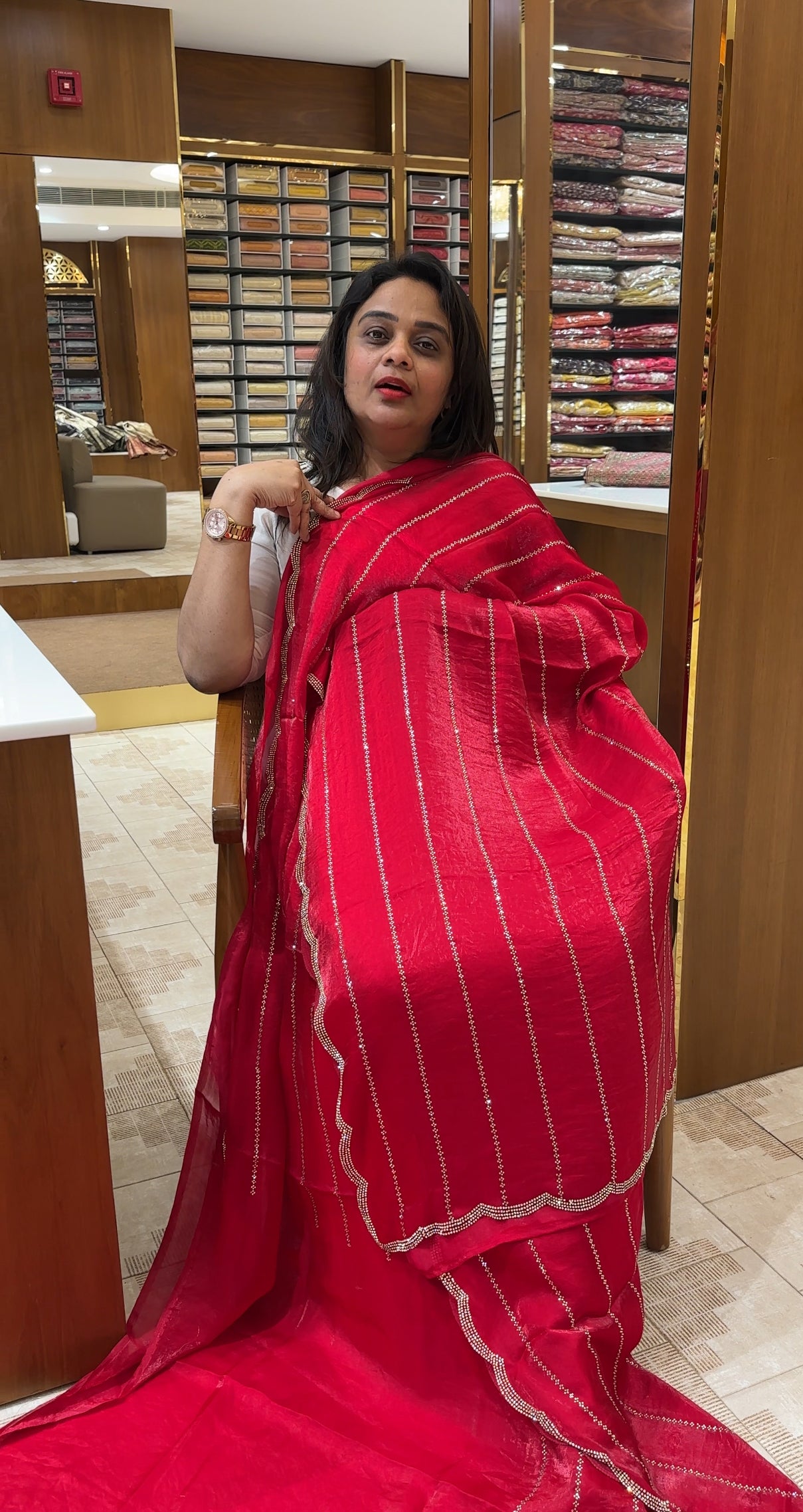 VELVET ORGANZA SAREES - IHA 26816
