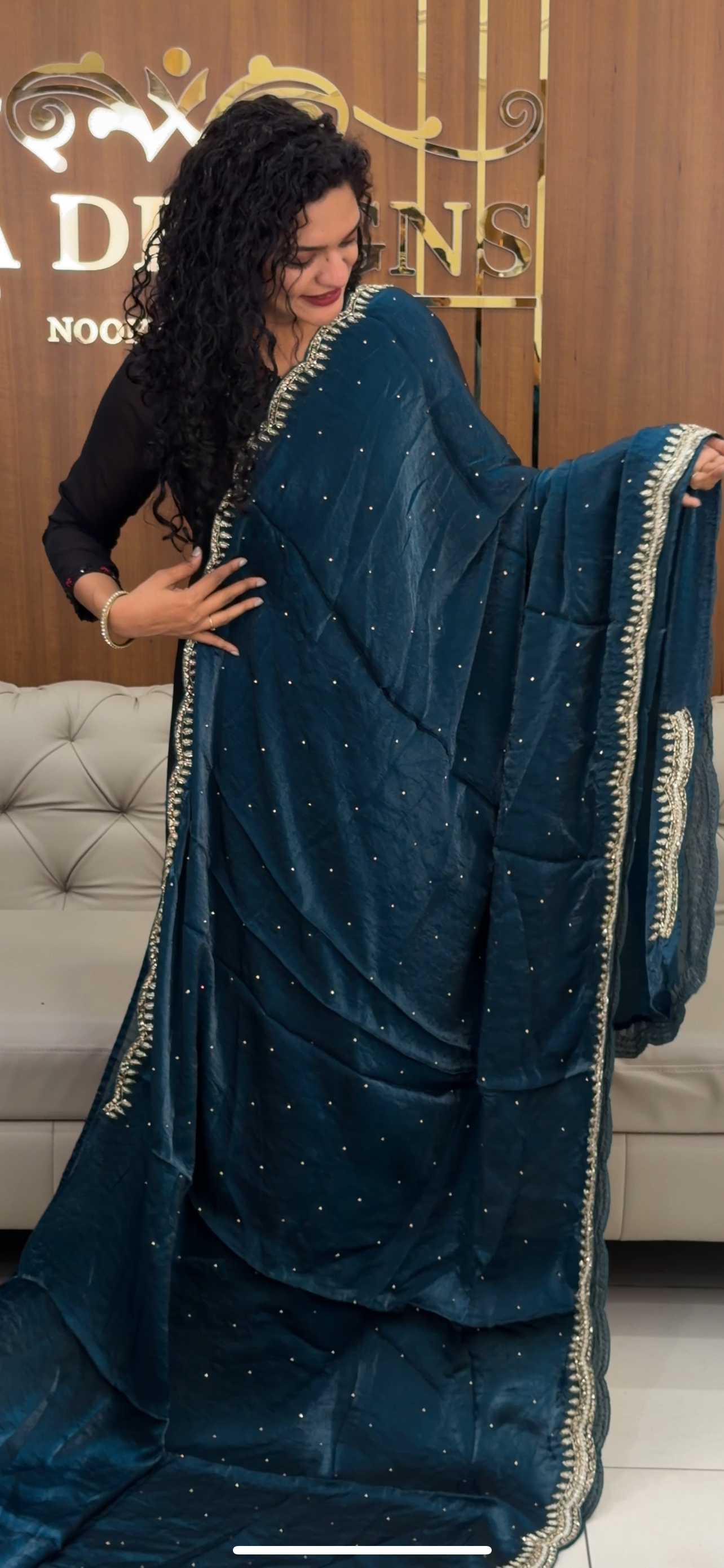 VELVET ORGANZA SAREES - IHA 29376