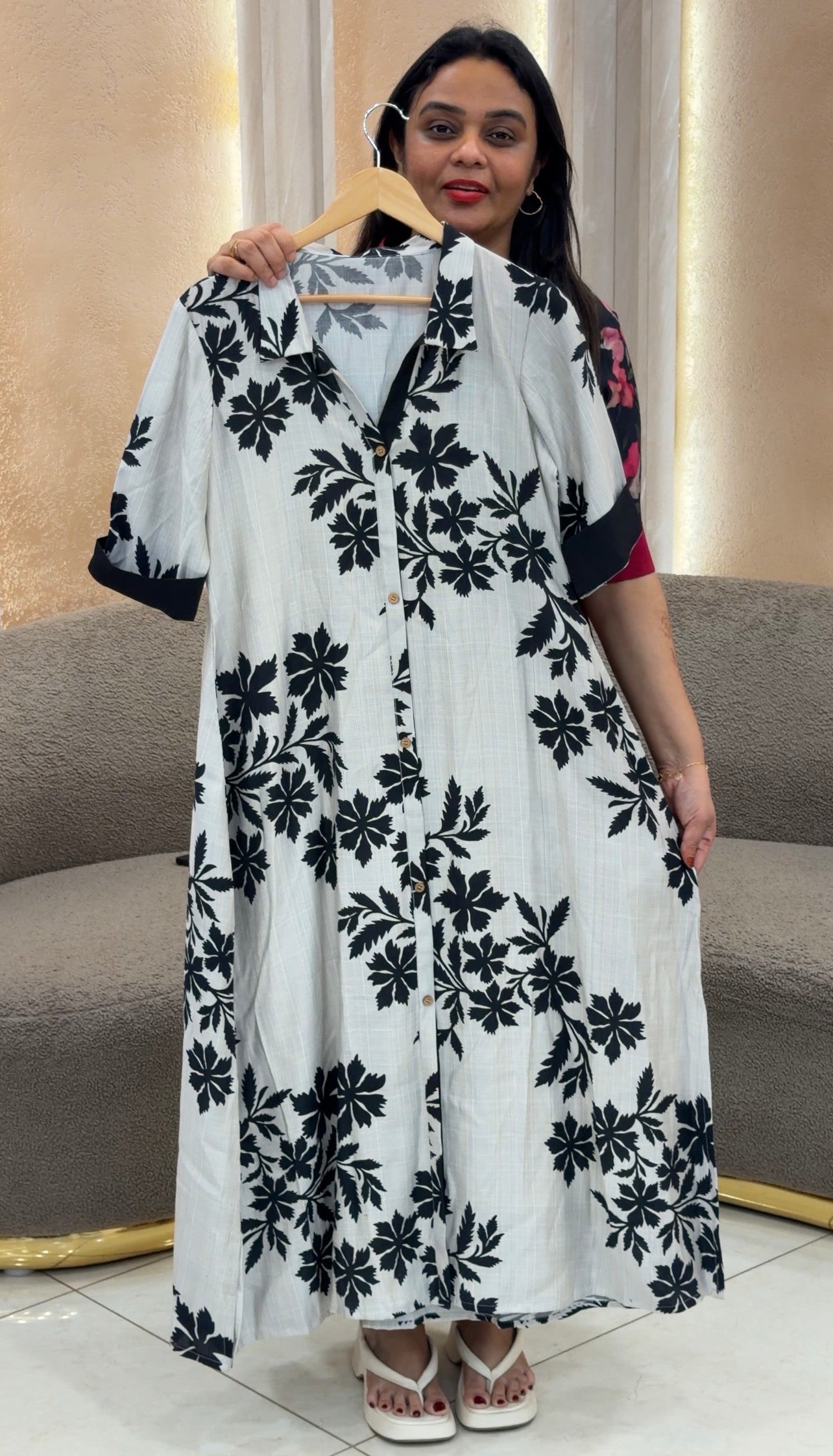 IHA'S IN-HOUSE PRINTED MUSLIN ALINE TOPS - IHA 33224
