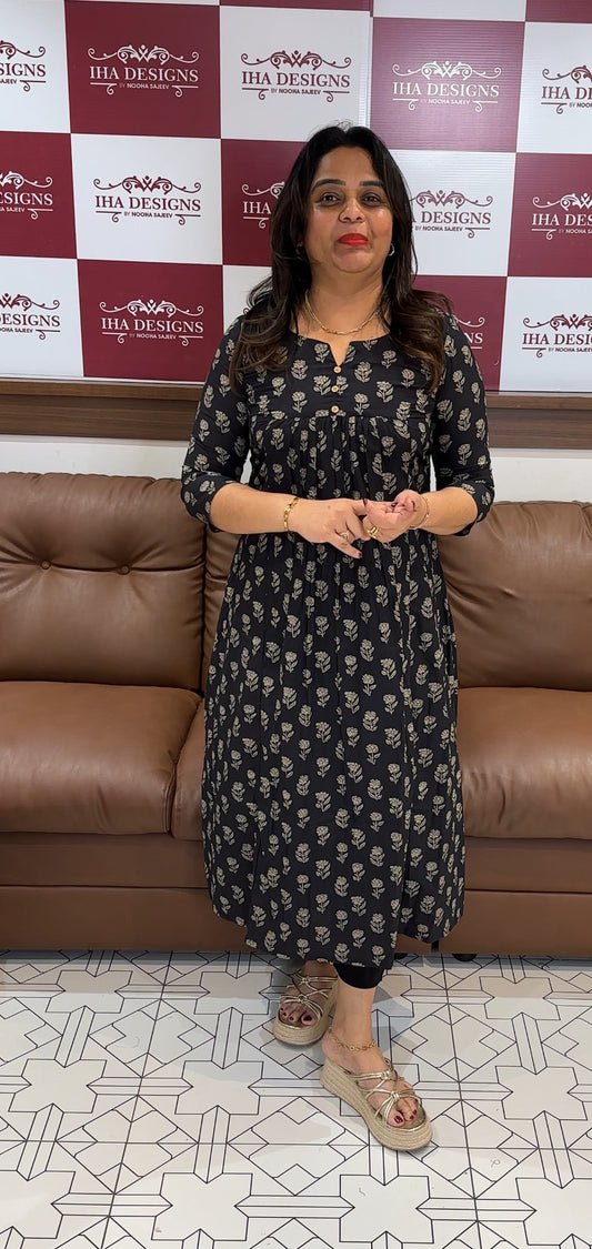 IHA'S IN-HOUSE COTTON PRINTED ALINE TOPS - IHA 25507