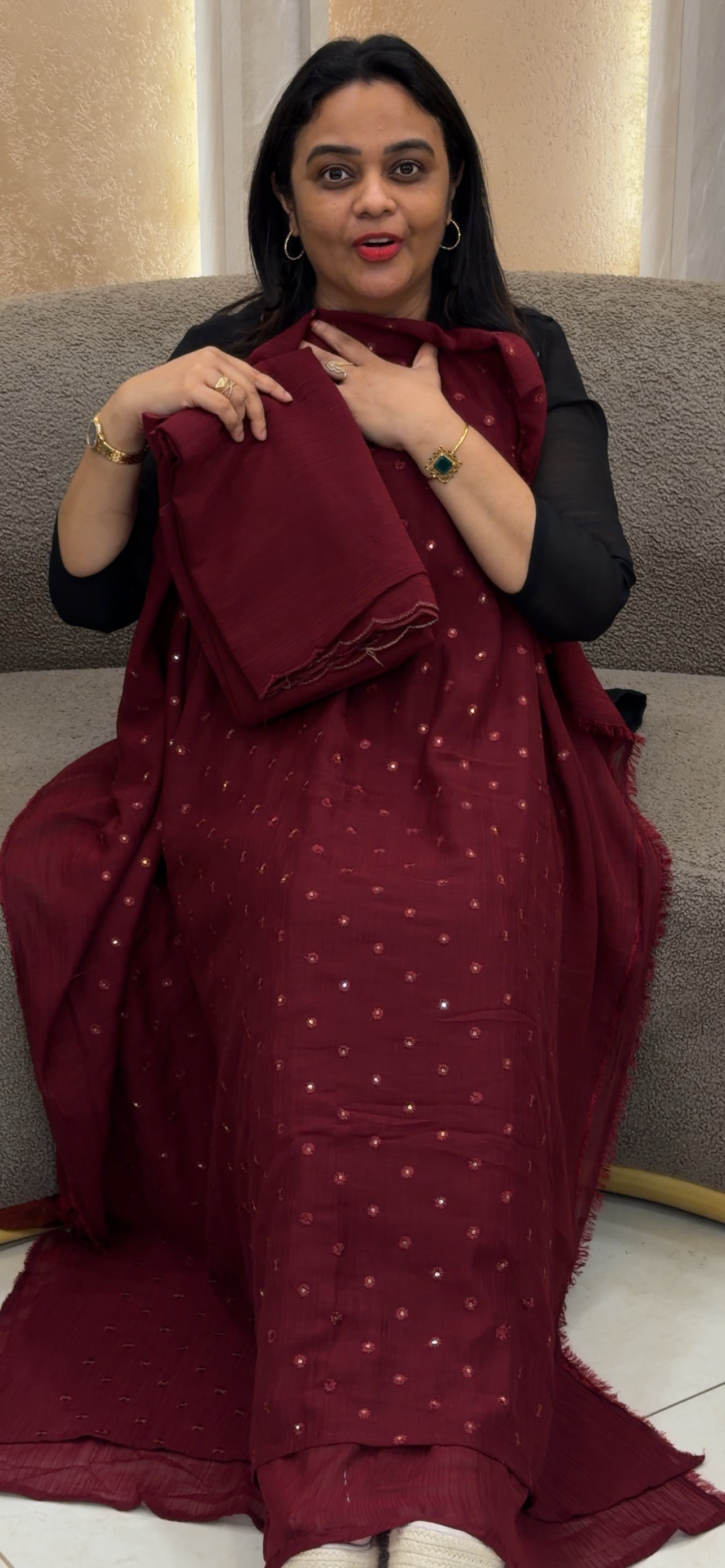 MUL CRUSHED UNSTITCHED SALWAR SUITS - IHA 33374