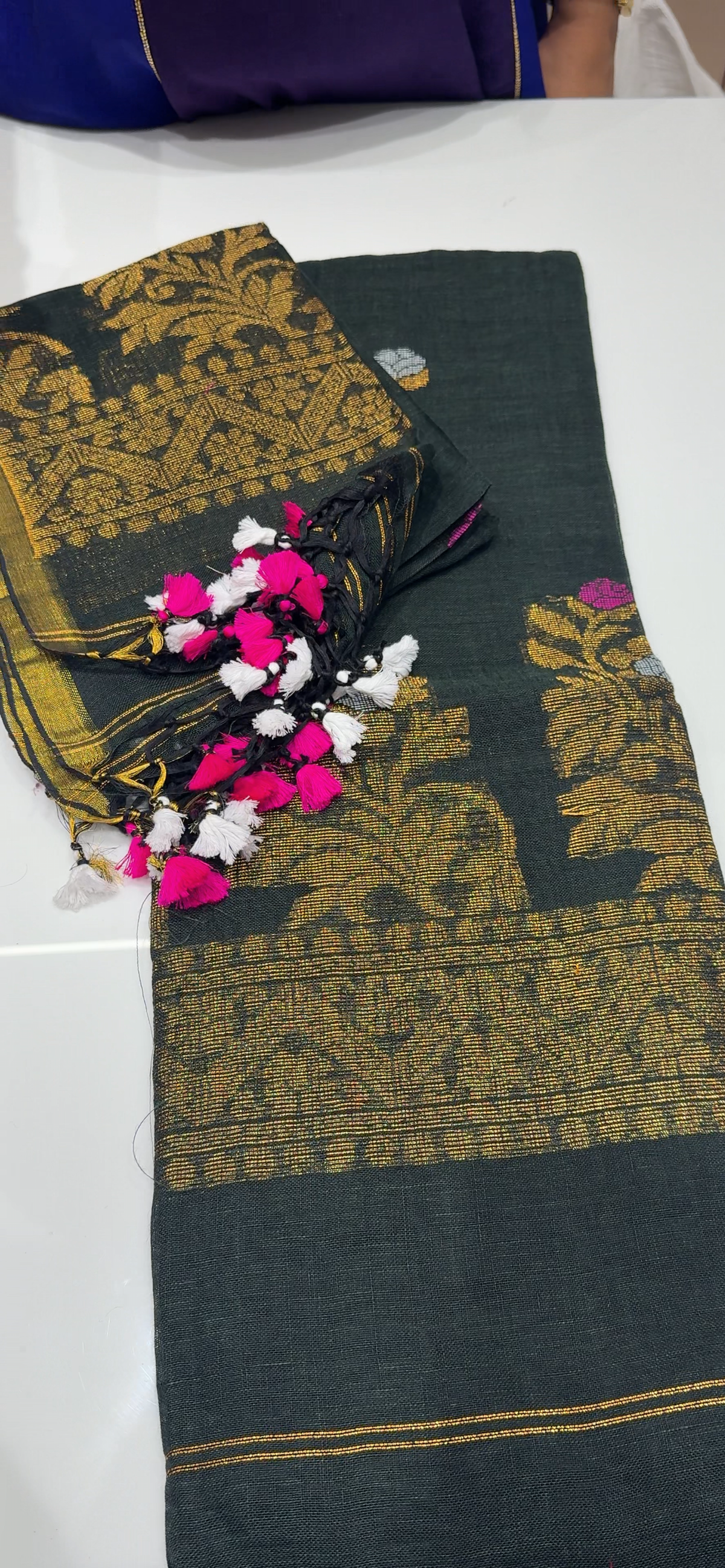 LINEN JAMDANI UNSTITCHED SALWAR -  IHA 35446