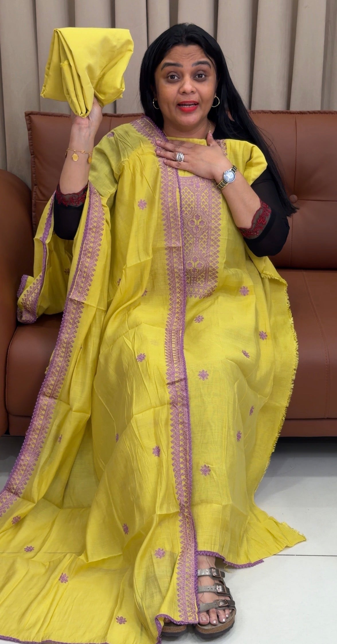 MUL CHANDERI UNSTITCHED SALWAR SUITS - IHA 35827
