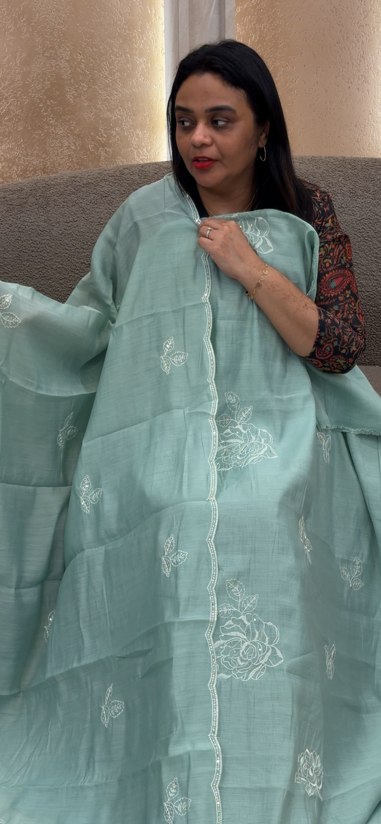 MUL CHANDERI UNSTITCHED SALWAR SUITS - IHA 33203