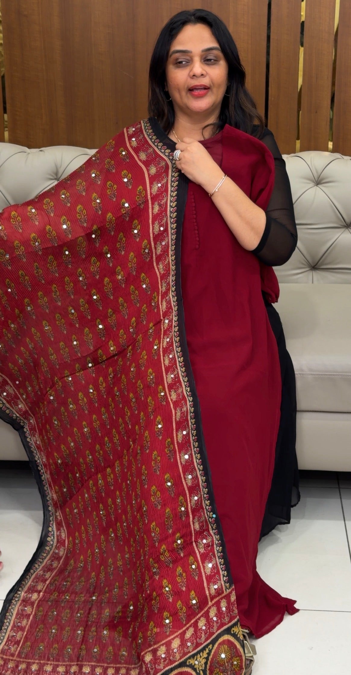 IHA'S IN-HOUSE GEORGETTE SLITTED TOPS - IHA 31075