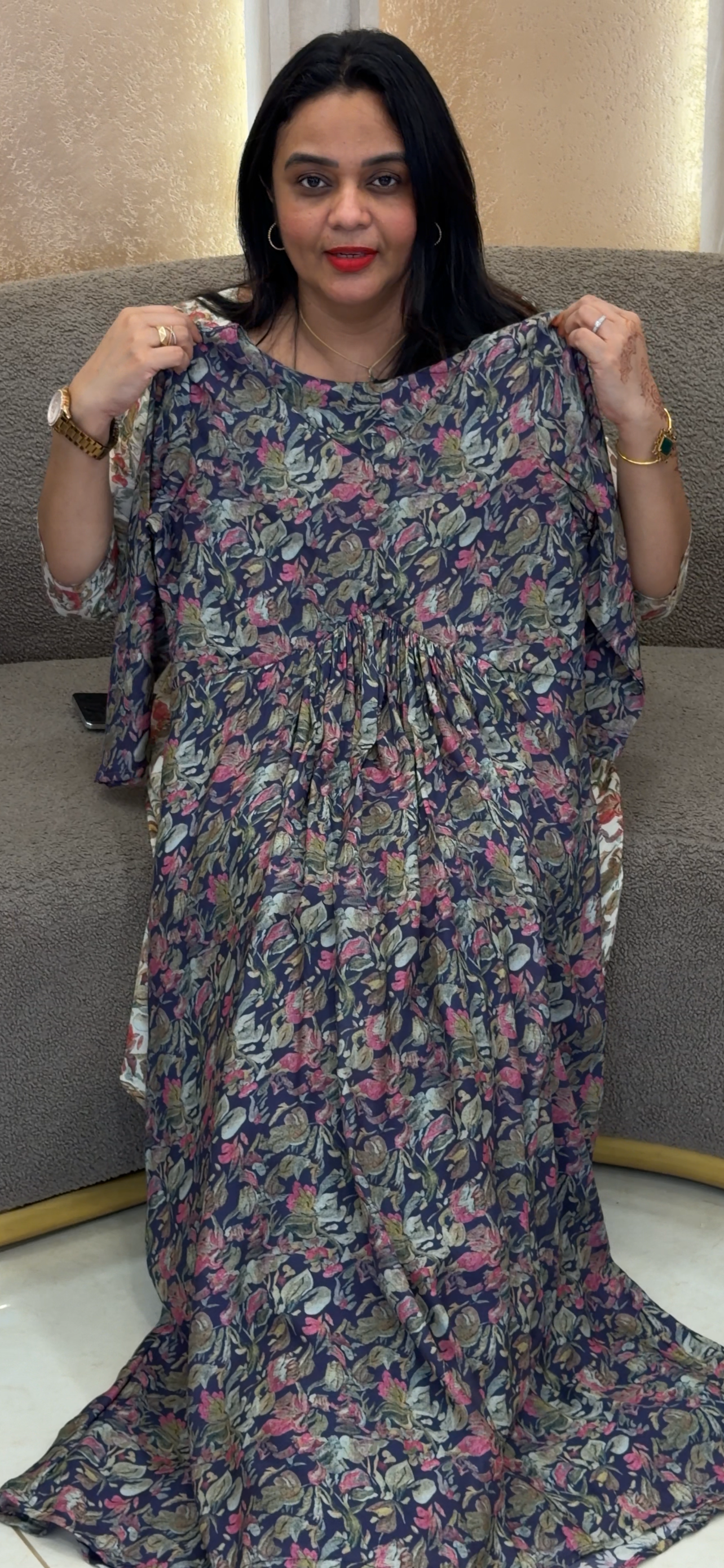 MUSLIN PRINTED LONG TOPS - IHA 33323