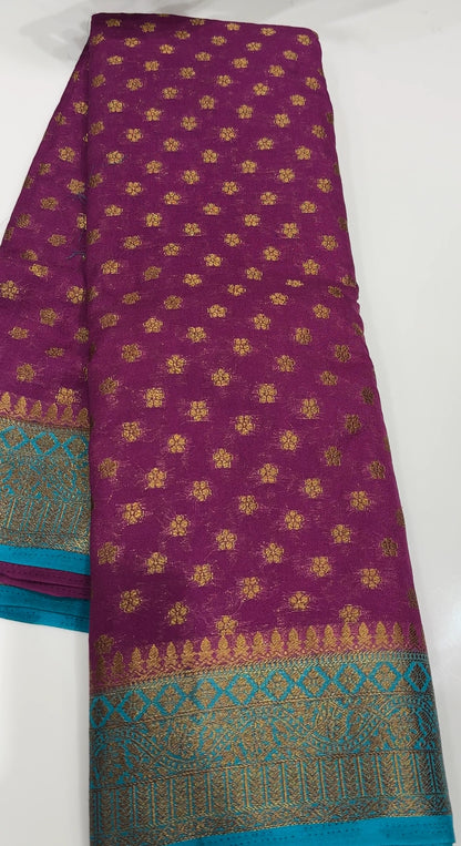 SEMI CRAPE SILK SAREE  - IHA 18183