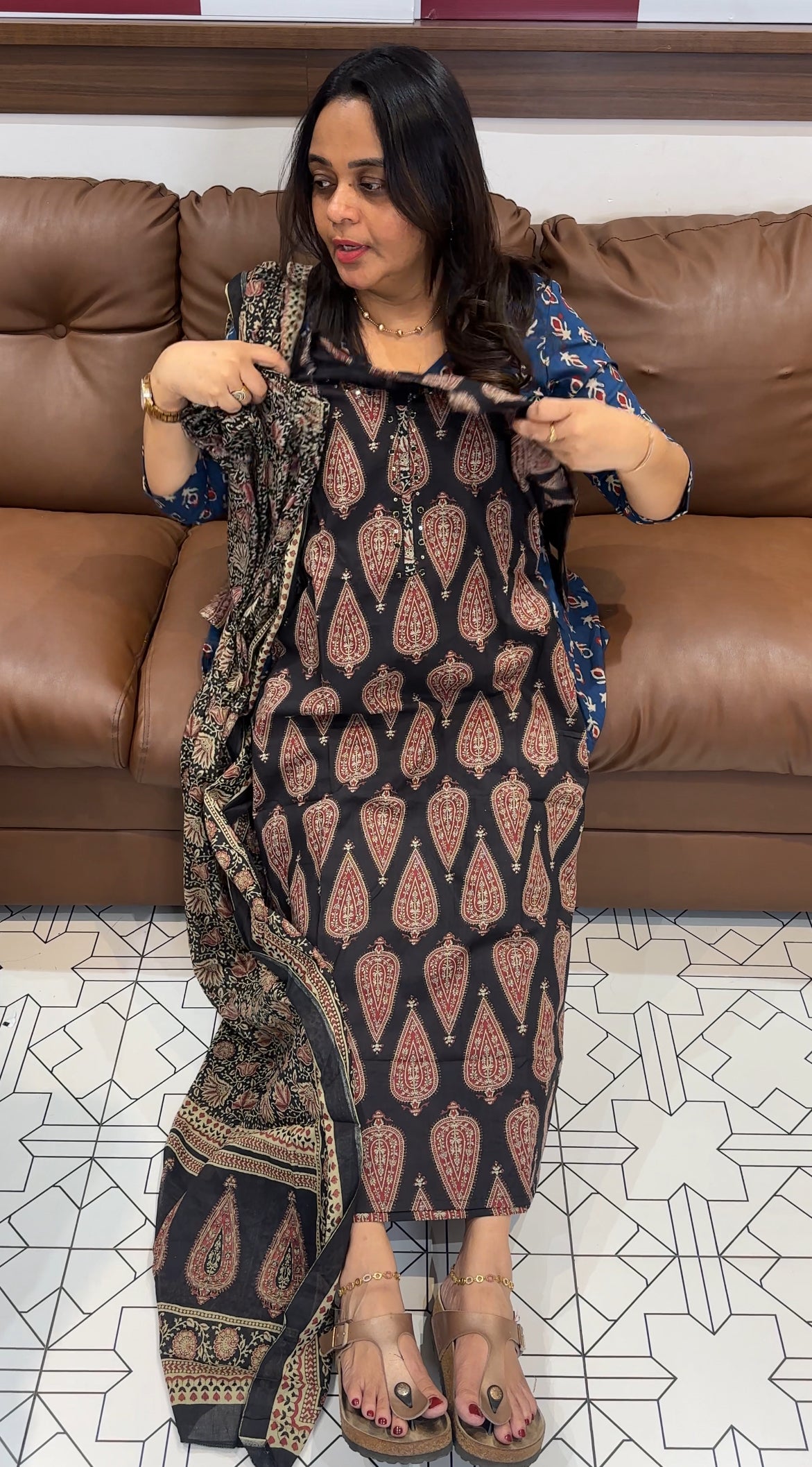 PRINTED COTTON TOP, BOTTOM AND DUPATTA - IHA 27277