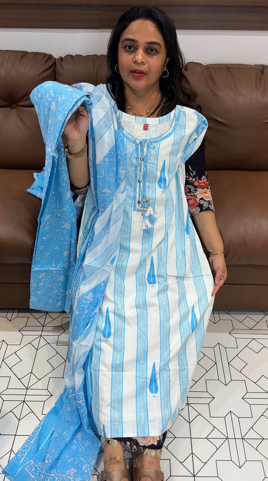 MUL MUL COTTON TOP, BOTTOM AND DUPATTA - IHA 26600