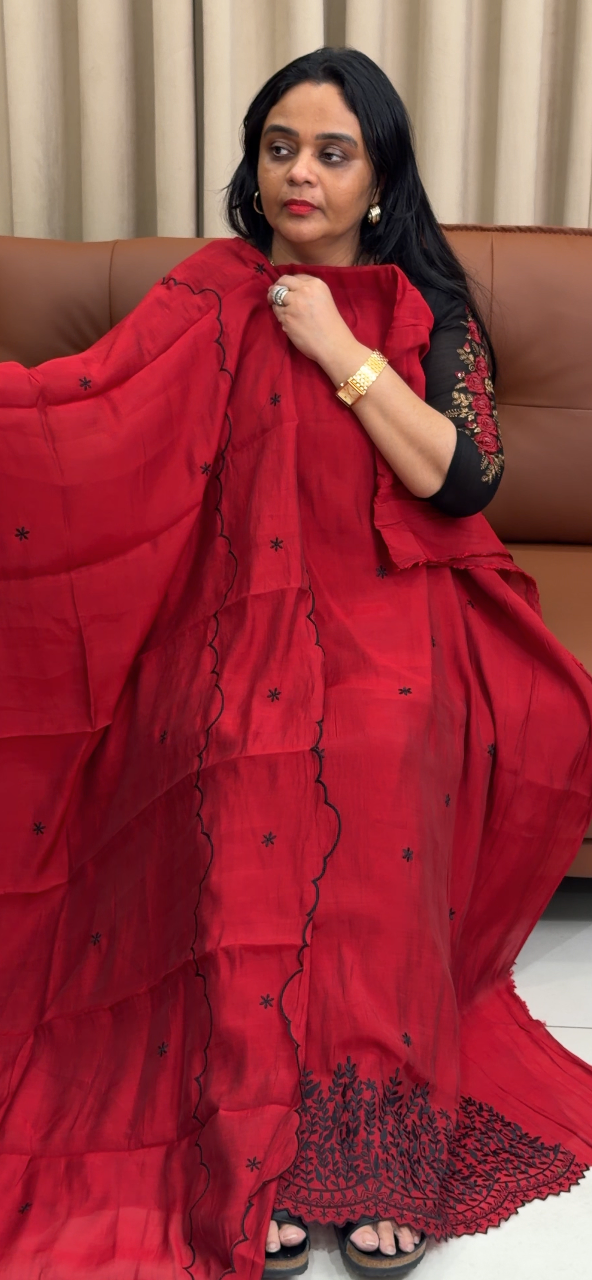 MALAI CHANDERI UNSTITCHED SALWAR SUITS - IHA 35352